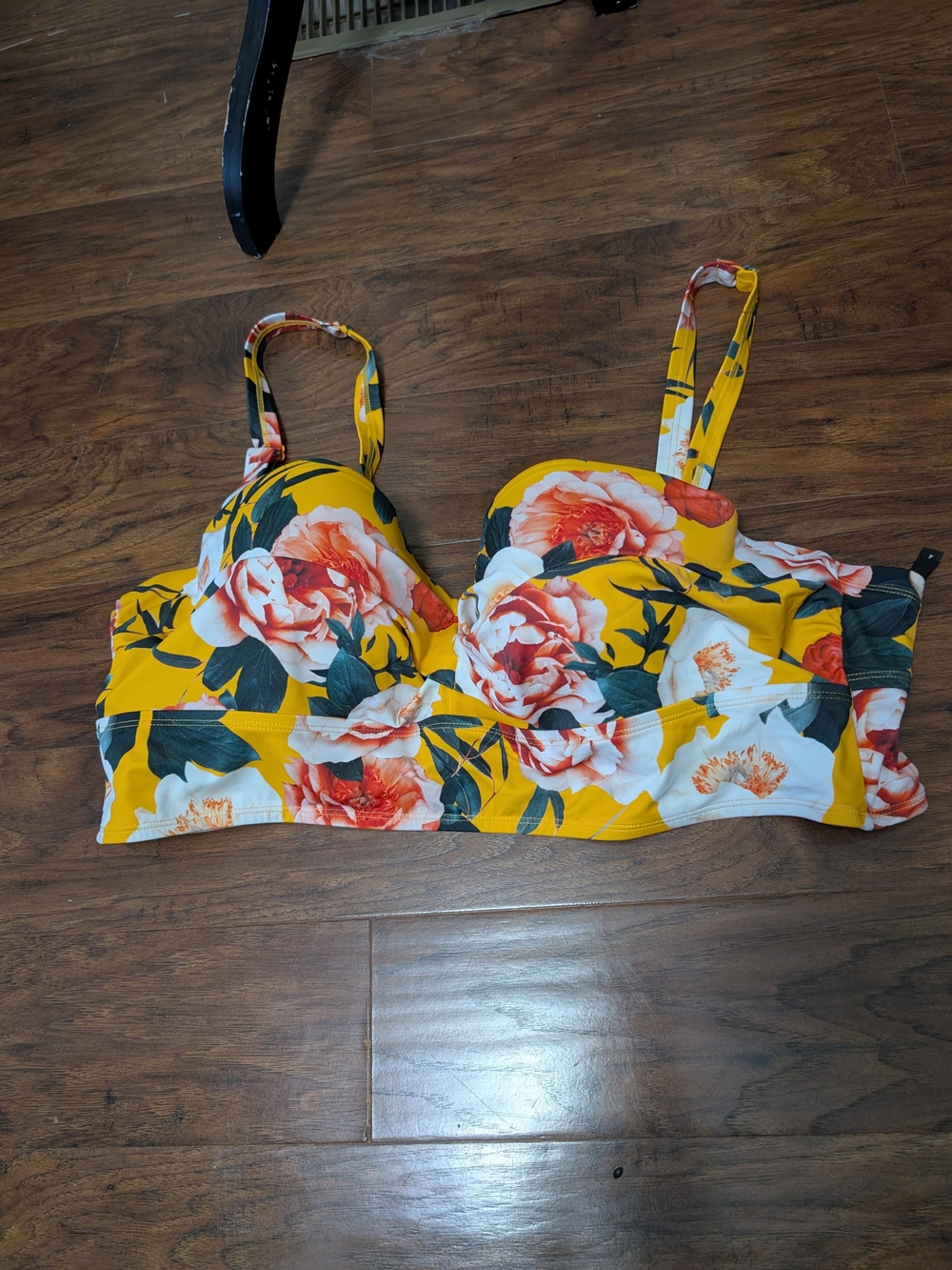 torrid Yellow Floral Bustier Bodysuit Top with Adjustable Straps